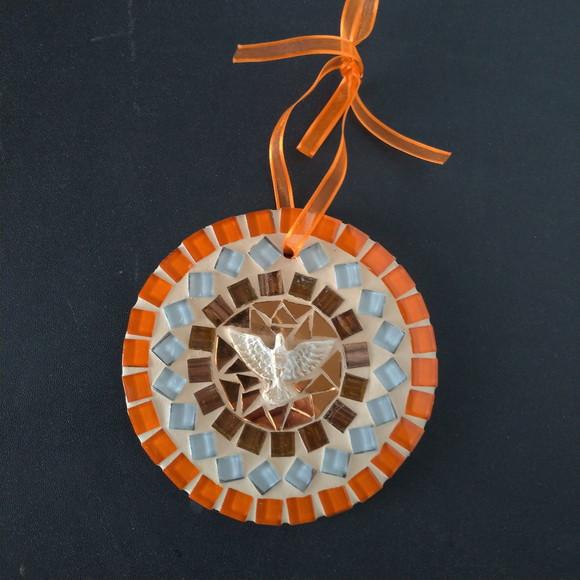Mini Mandala Divino em Mosaico Laranja
