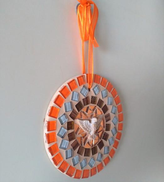 Mini Mandala Divino em Mosaico Laranja