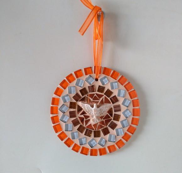 Mini Mandala Divino em Mosaico Laranja