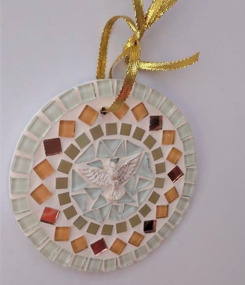 Mini Mandala Divino em Mosaico Ocre