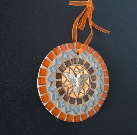 Mini Mandala Divino em Mosaico Laranja
