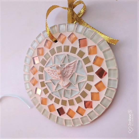 Mini Mandala Divino em Mosaico Ocre