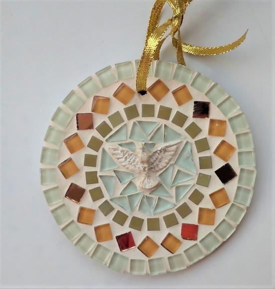 Mini Mandala Divino em Mosaico Ocre