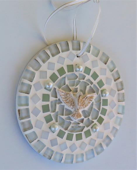 Mini Mandala Divino em mosaico perolada