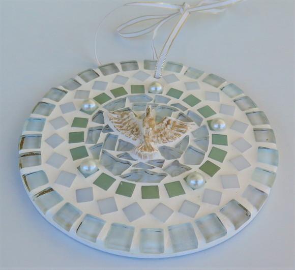 Mini Mandala Divino em mosaico perolada