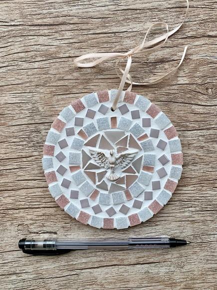 Mini Mandala Divino em Mosaico Rosê