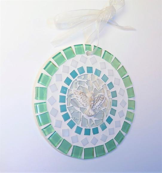 Mini Mandala Divino em Mosaico Verde