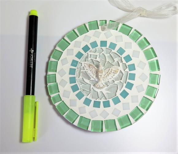 Mini Mandala Divino em Mosaico Verde