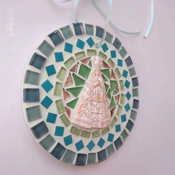 Mini Mandala em Mosaico Nossa Senhora Verde