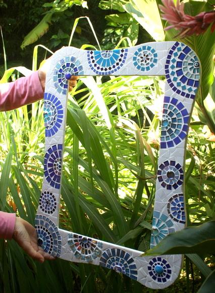 Moldura em Mosaico Círculos Azuis sem Espelho