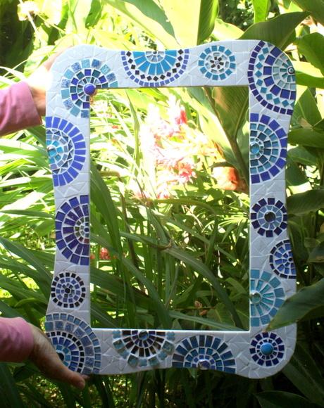 Moldura em Mosaico Círculos Azuis sem Espelho