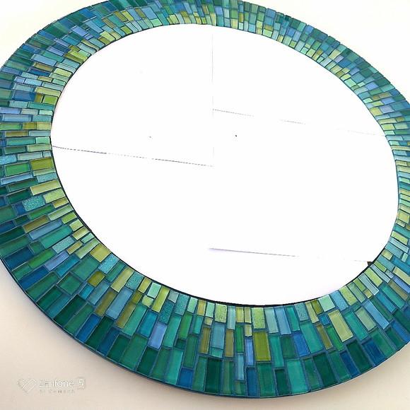 Moldura em Mosaico Verde e Azul sem Espelho