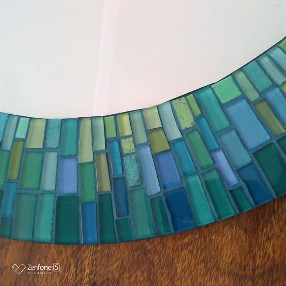 Moldura em Mosaico Verde e Azul sem Espelho