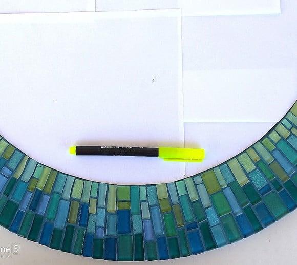 Moldura em Mosaico Verde e Azul sem Espelho