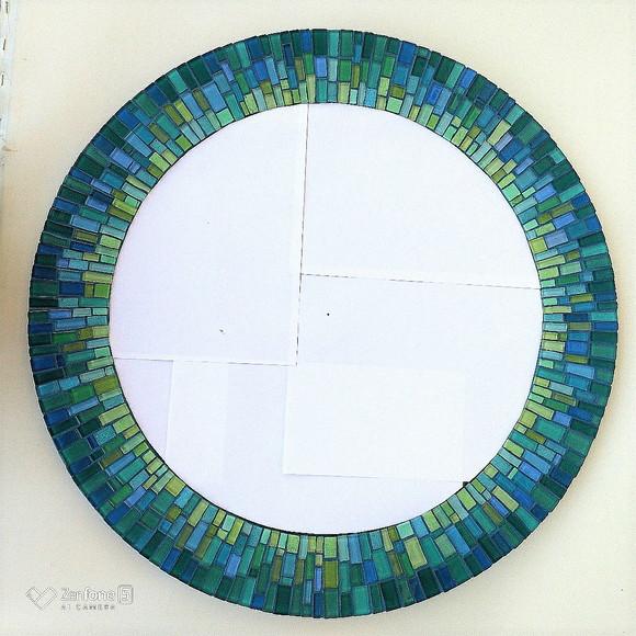 Moldura em Mosaico Verde e Azul sem Espelho