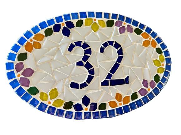 Número Apartamento em Mosaico Floral