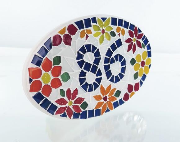 Número para Apartamento em mosaico flores