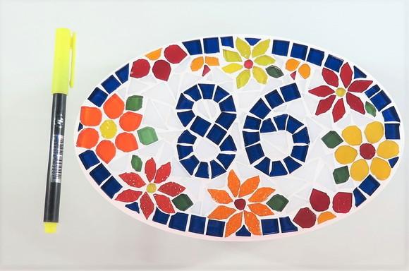 Número para Apartamento em mosaico flores