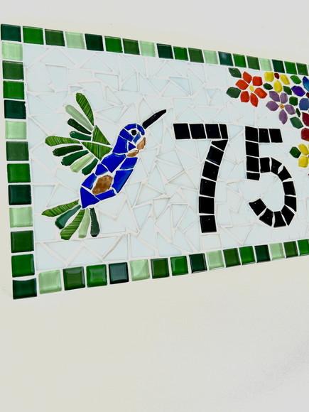 Número para Casa em Mosaico Beija-flor