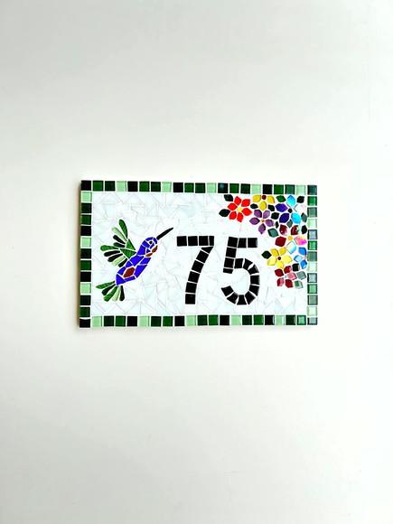 Número para Casa em Mosaico Beija-flor
