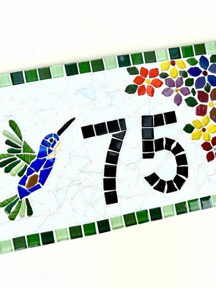 Número para Casa em Mosaico Beija-flor