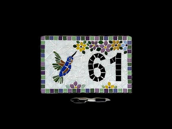 Número para Casa em Mosaico Beija-flor