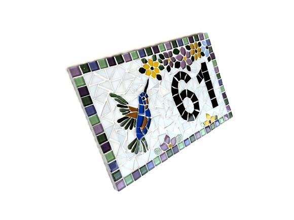Número para Casa em Mosaico Beija-flor