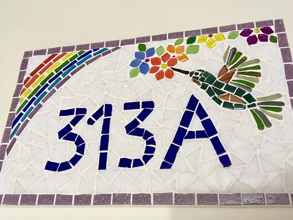 Número para Casa em Mosaico Beija-flor