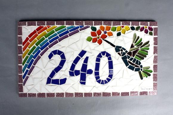 Número para Casa em Mosaico Beija-flor