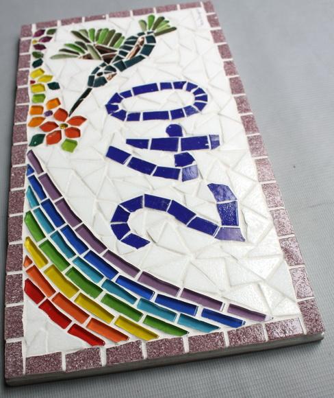 Número para Casa em Mosaico Beija-flor