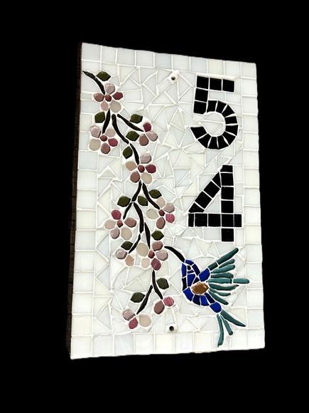 Número para Casa em Mosaico Cerejeiras com Beija Flor
