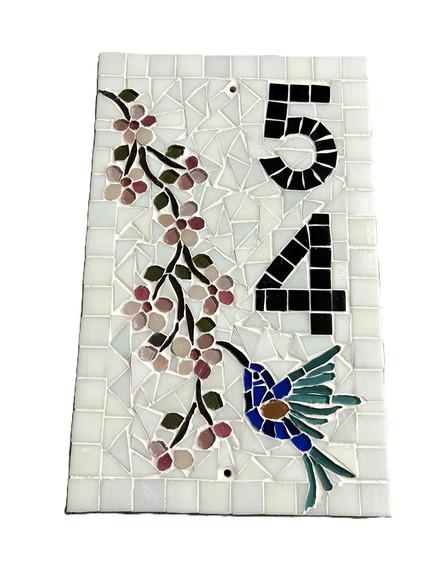 Número para Casa em Mosaico Cerejeiras com Beija Flor