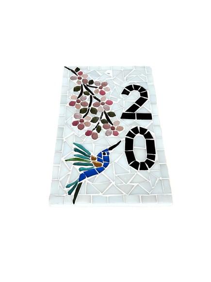 Número para Casa em Mosaico Cerejeiras e Beija Flor Pequeno
