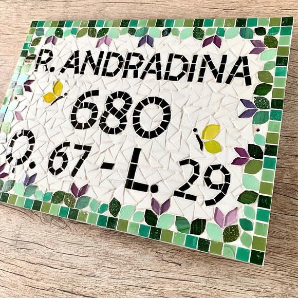 Número para Casa em Mosaico com Endereço