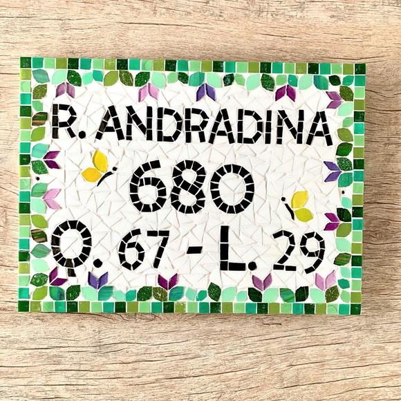 Número para Casa em Mosaico com Endereço