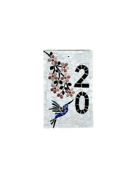 Número para Casa em Mosaico Cerejeiras e Beija Flor Pequeno