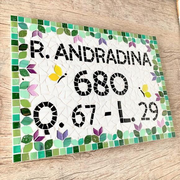Número para Casa em Mosaico com Endereço