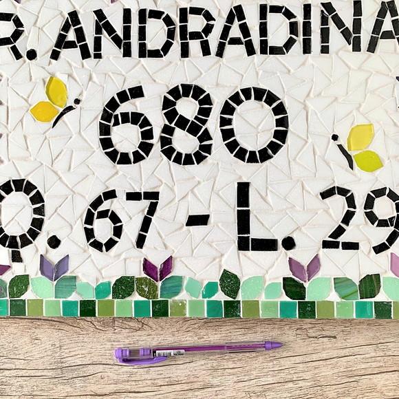 Número para Casa em Mosaico com Endereço