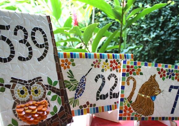 Número para Casa em Mosaico Coruja