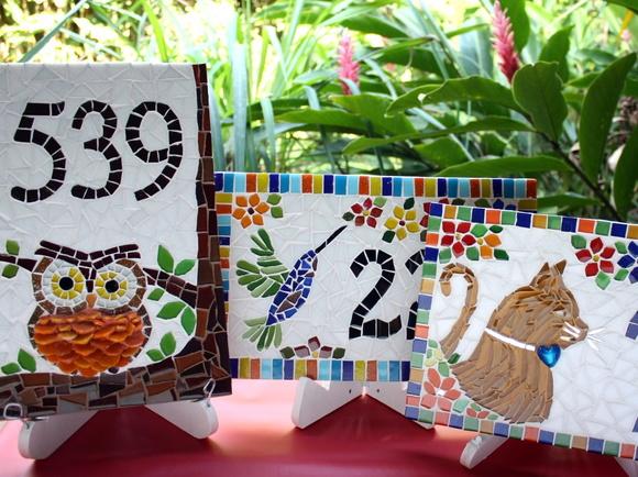 Número para Casa em Mosaico Coruja