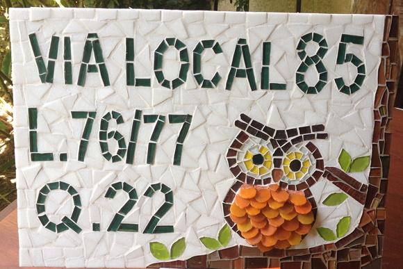 Número para Casa em Mosaico Coruja
