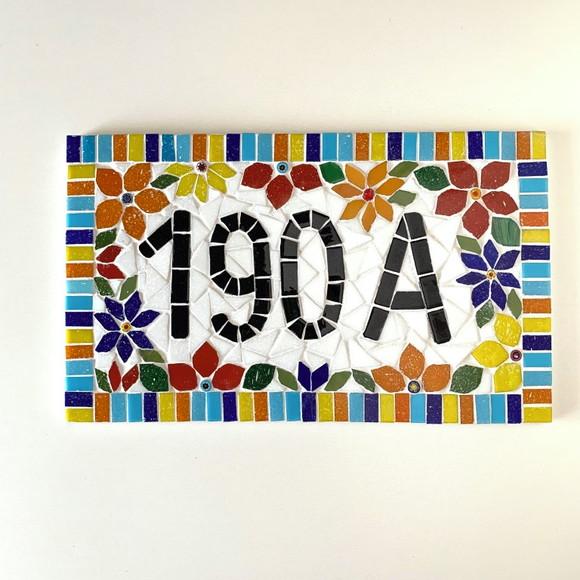 Número para Casa em Mosaico Flores