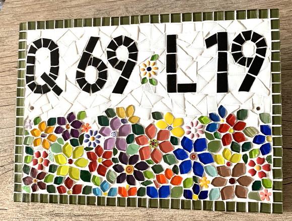 Número para Casa em Mosaico Flores