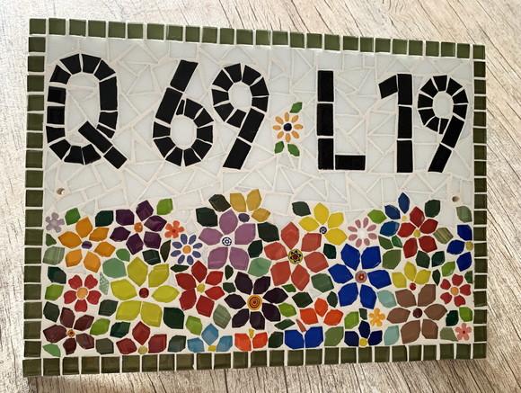 Número para Casa em Mosaico Flores