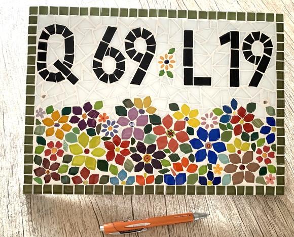 Número para Casa em Mosaico Flores
