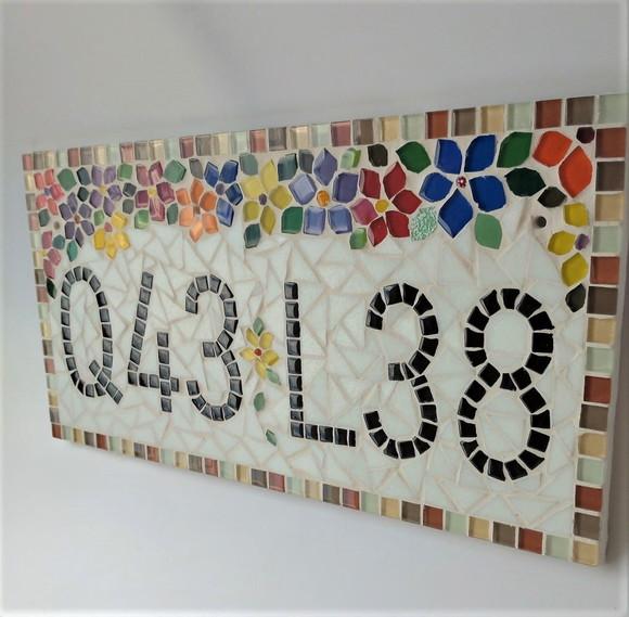 Número para Casa em Mosaico Flores