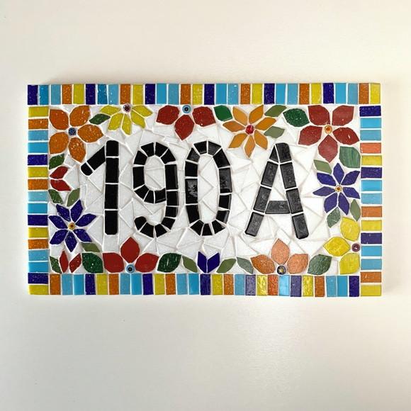 Número para Casa em Mosaico Flores