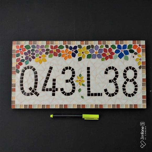 Número para Casa em Mosaico Flores