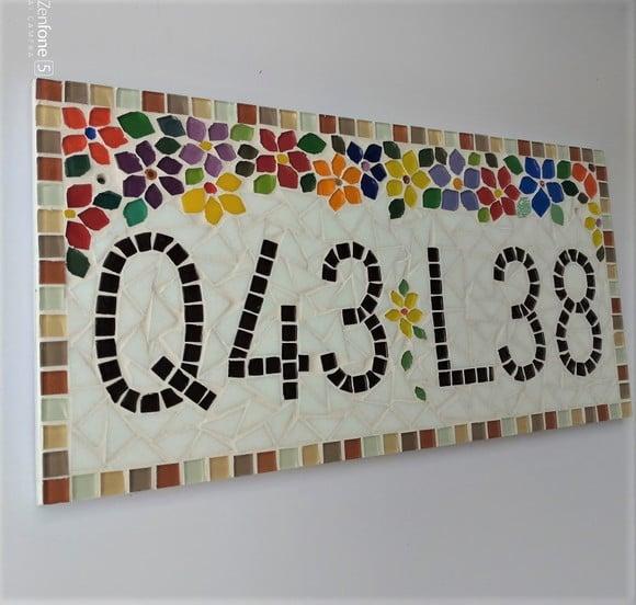 Número para Casa em Mosaico Flores