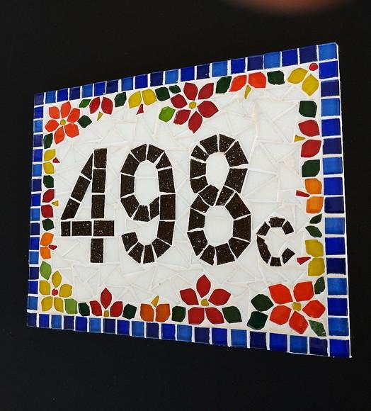 Número para Casa em Mosaico Flores